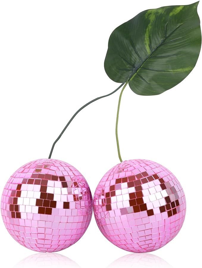 Cherry Disco Ball Decor, Double Mirror Ball Cherry Mirror Ball for DJ Club Stage Bar Party Weddin... | Amazon (US)