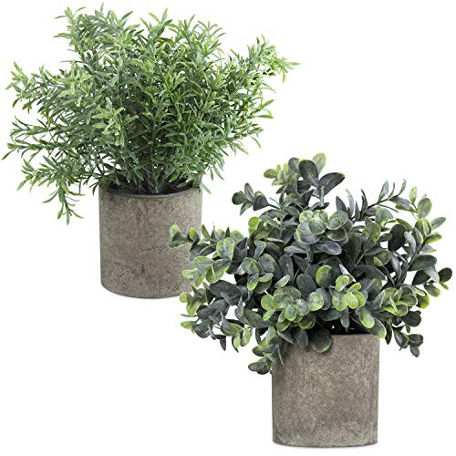 Vtomato Fake Plants for Bathroom/Farmhouse Home Decor, Small Potted Artificial Plants Faux Eucalyptu | Amazon (US)