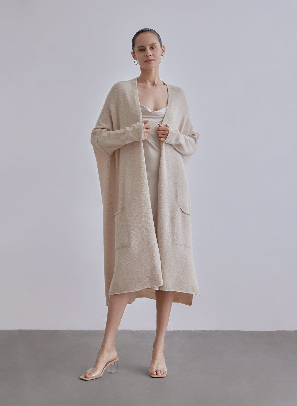 Bat Sleeve Pure Wool Cardigan | Silk Maison