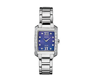 Seiko Women's Blue Dial Diamond Accent Bracelet Watch | QVC