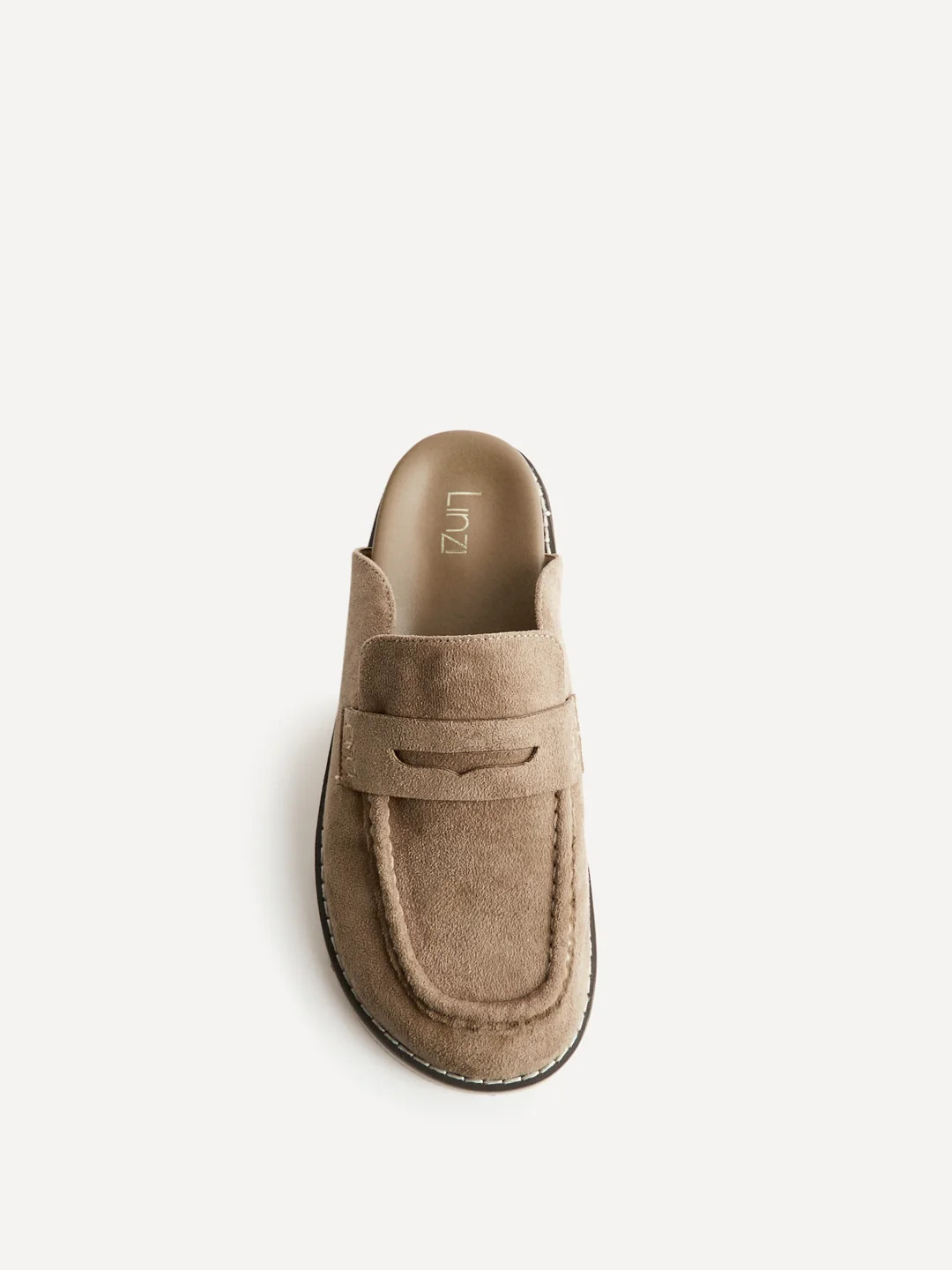 Invested Beige Faux Suede Mule Loafers | Linzi Shoes