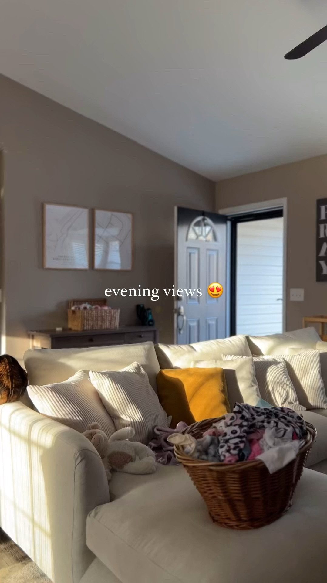 Evening Views // feathers sectional, laundry basket, 