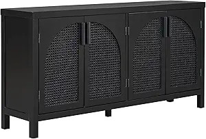 Buffet Sideboard Cabinets with Artificial Rattan Door, Metal Handles, Modern Luxury Freestanding ... | Amazon (US)