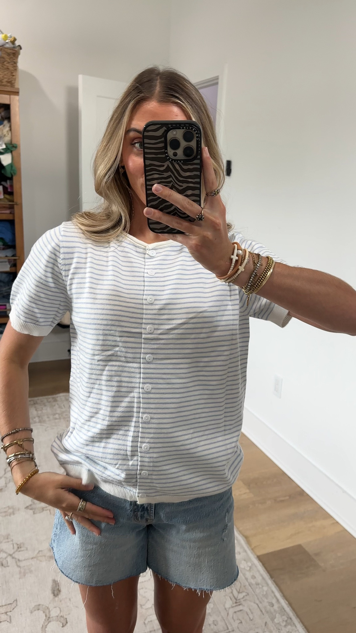Amazon size small SCUSTY Women's Short Sleeve Striped Knit Cardigan Summer Casual Button Down Lightweight Sweaters

#LTKSaleAlert #LTKWorkwear #LTKootd