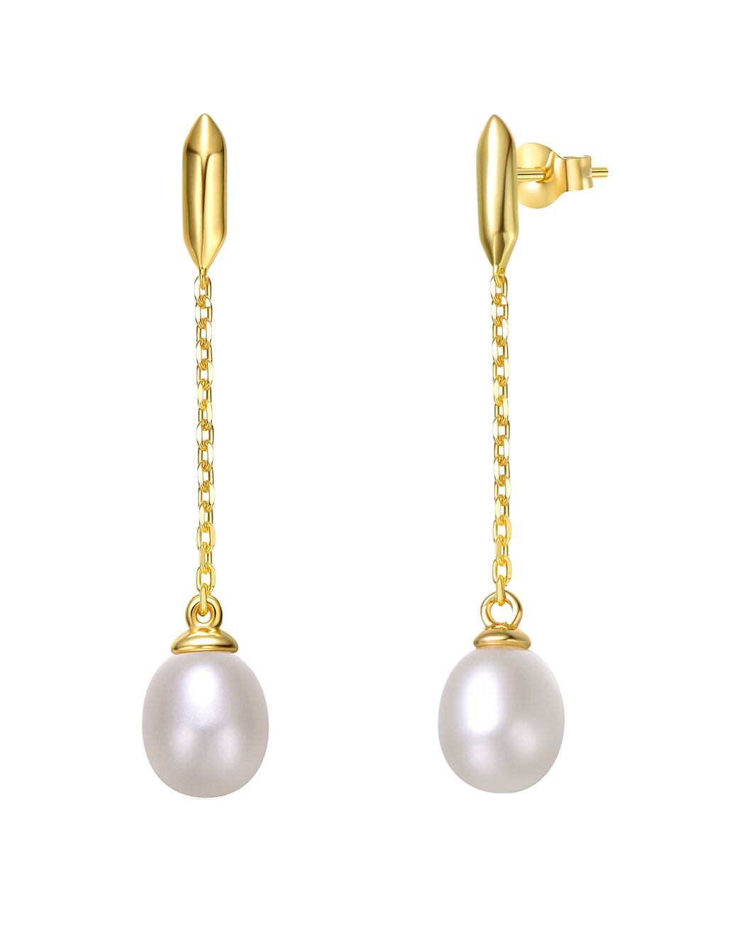 14K Over Silver 7.5mm Pearl Dangle Earrings | Rue La La