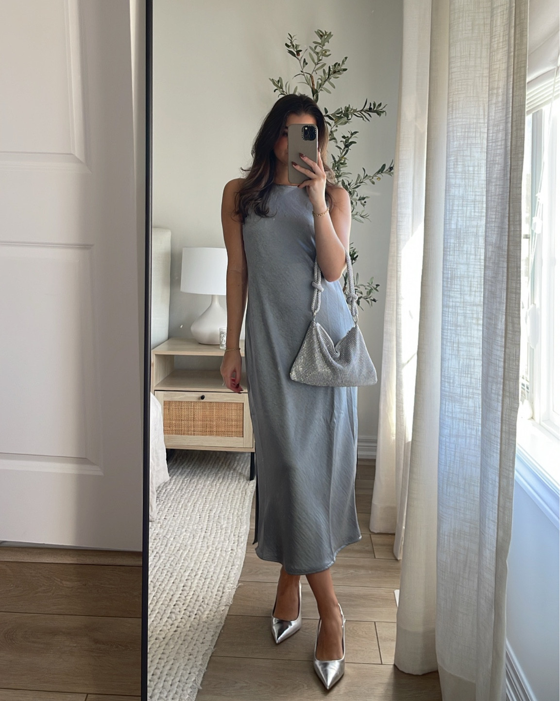 gap satin high neck midi dress Satin High Neck Midi Dress
