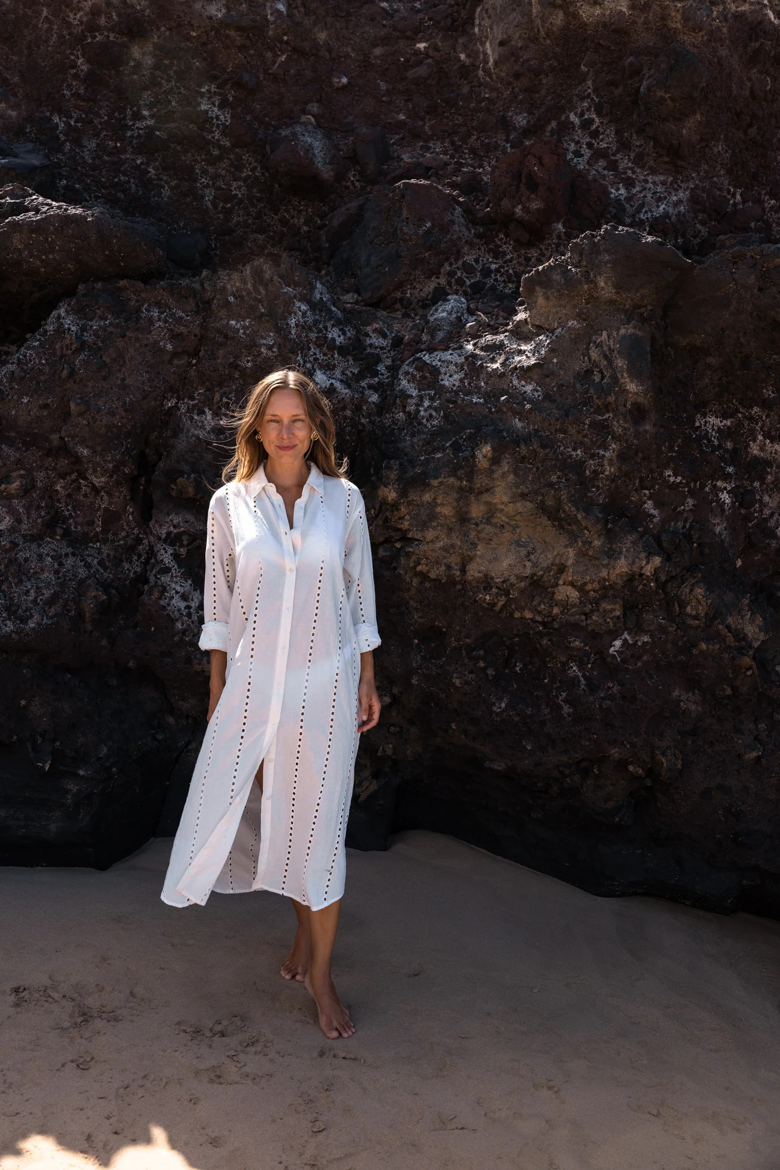 Positano Maxi Shirt Dress - White | Sitano