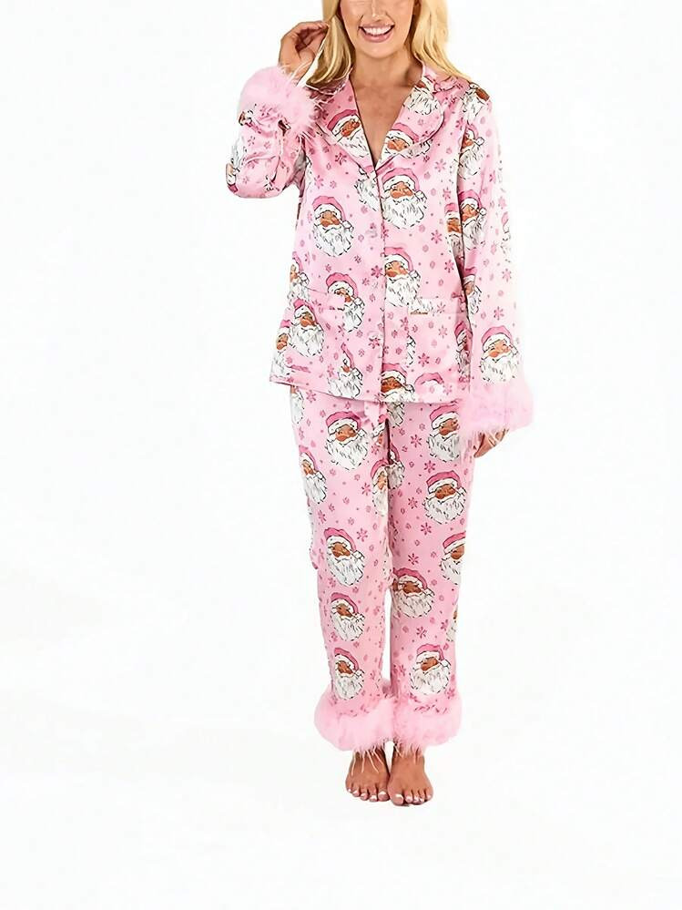 Women's Casual Christmas Fashion Party Two-Piece Pajama Set | SHEIN