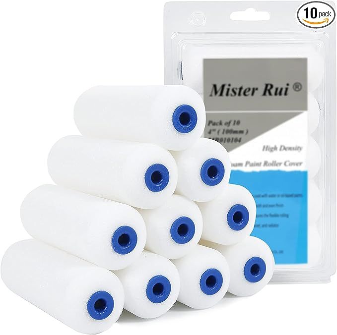 Paint Roller Covers, Mister Rui Foam Paint Roller 4 Inch Small Paint Roller (Pack of 10), High De... | Amazon (US)