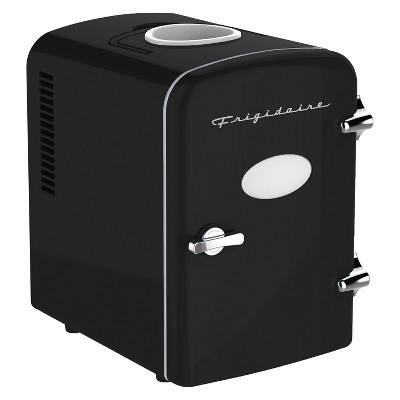 Frigidaire® 6+1-Can 48-Watt Retro Mini Portable Fridge with Top-Mounted Active-Cooling Can Holder (Black) | Target
