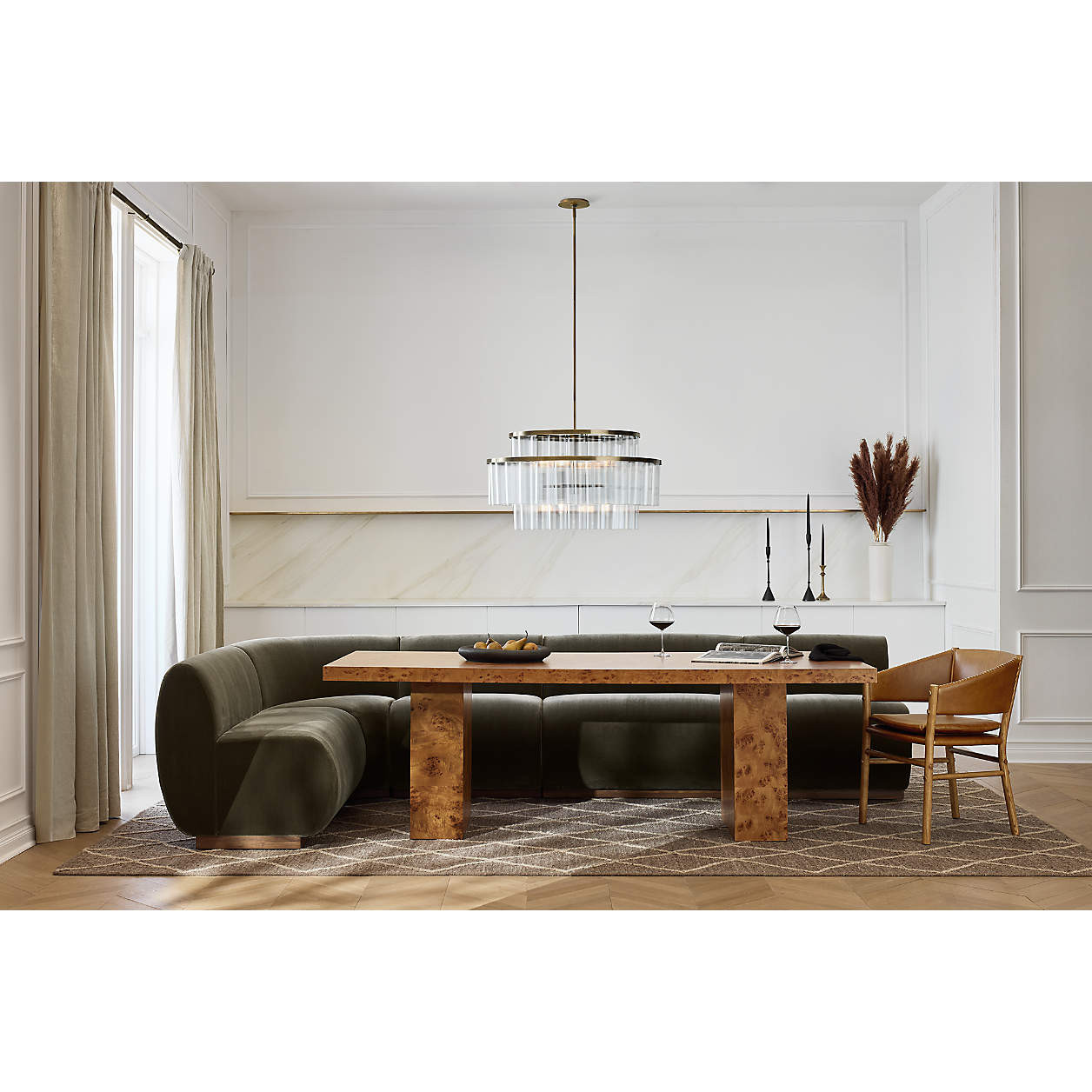 Aurora Brass & Glass Chandelier Light 31.5" + Reviews | Crate & Barrel | Crate & Barrel