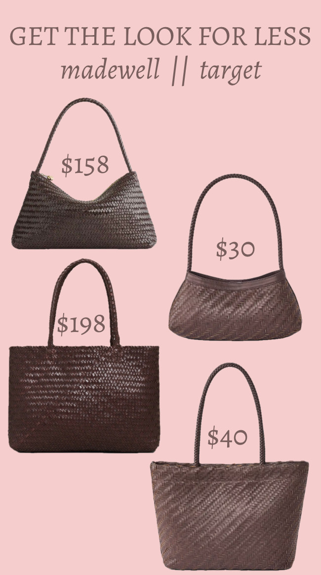 Get the look for less: woven handbags 🤎
.....
Viral bag viral handbag viral purse leather purse leather shoulder bag leather handbag target bag target tote target handbag target purse target shoulder bag Madewell bag Clare v bag Clare v dupe Madewell dupe Madewell bag Madewell tote woven bag woven handbag woven leather bag Anthropologie dupe fall trends travel bag purse under $50 tote under $50 Madewell bestsellers Madewell finds Madewell haul target new arrivals Madewell new arrivals Madewell bags target haul target fashion mom bag Target finds

#LTKWorkwear #LTKTravel #LTKOver40