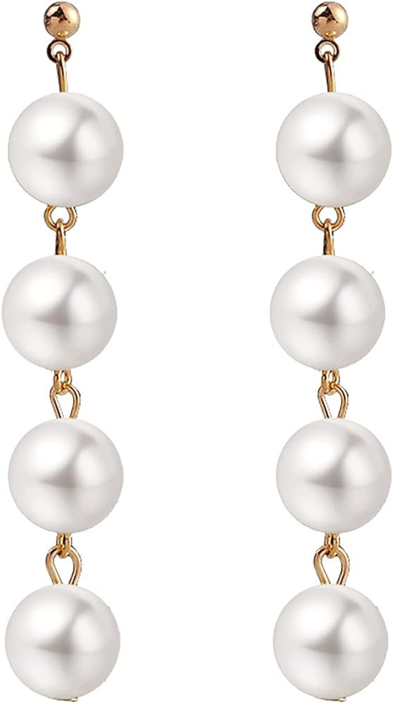 Pearl Dangle Earrings Long Tassel Pearl Earrings for Women Dainty Pearl Chain Earrings Prom Jewel... | Amazon (US)