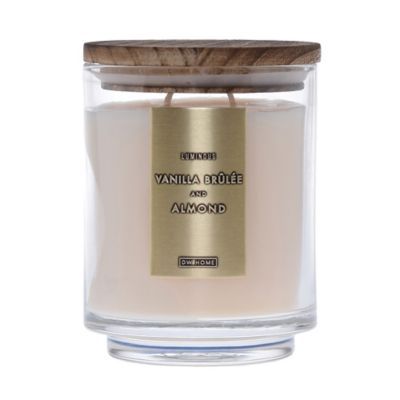 DW Home Vanilla Brulee and Almond Wood-Accent 19 oz. Jar Candle in Ivory | Bed Bath & Beyond