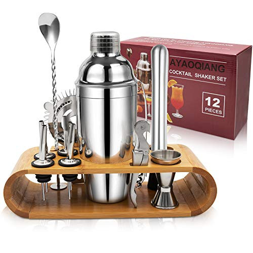 Cocktail Shaker Set,750 ML Stainless Steel Cocktail Mixing Set with Stand,Bartending Kit for Home,Bar,12 Pieces Bar Tool Kit for Christmas,Birthday,Anniversary,Weeding | Amazon (UK)