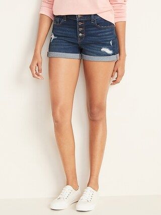 Distressed Button-Fly Boyfriend Jean Shorts for Women - 3-inch inseam | Old Navy (US)