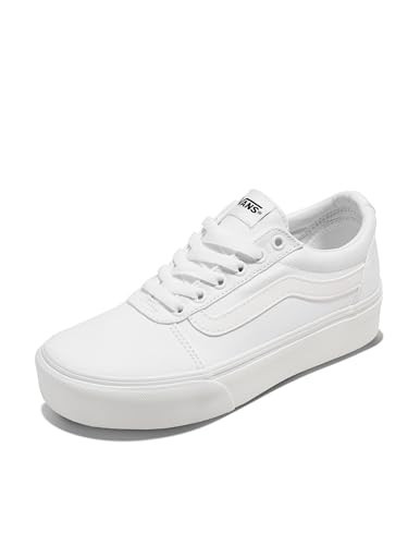 Vans Women's Ward Platform Sneaker, (Canvas) White, 10 | Amazon (US)
