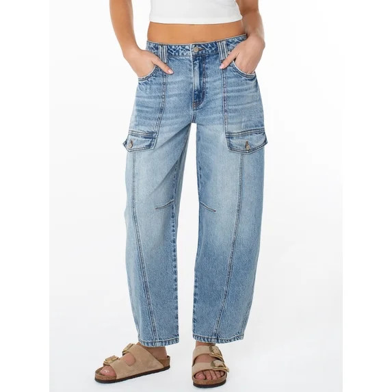 Celebrity Pink Women's Mid Rise Utility Barrel Jeans, Sizes 1-21 | Walmart (US)