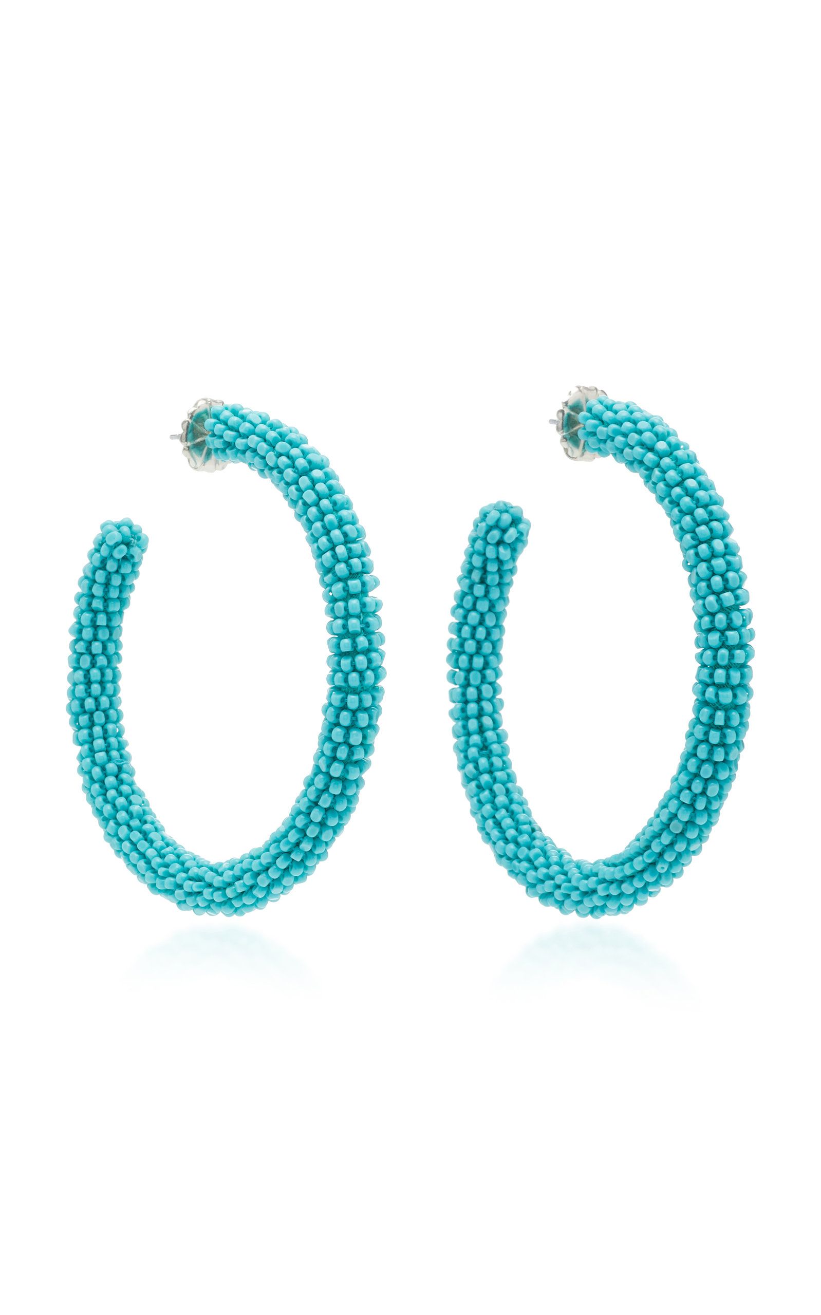 Eliza Bead Embellished Hoop Earrings | Moda Operandi (Global)