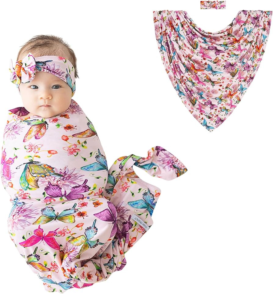 Posh Peanut Swaddle Blanket & Headband Set – Viscose from Bamboo Stretchy Baby Swaddle for Newb... | Amazon (US)
