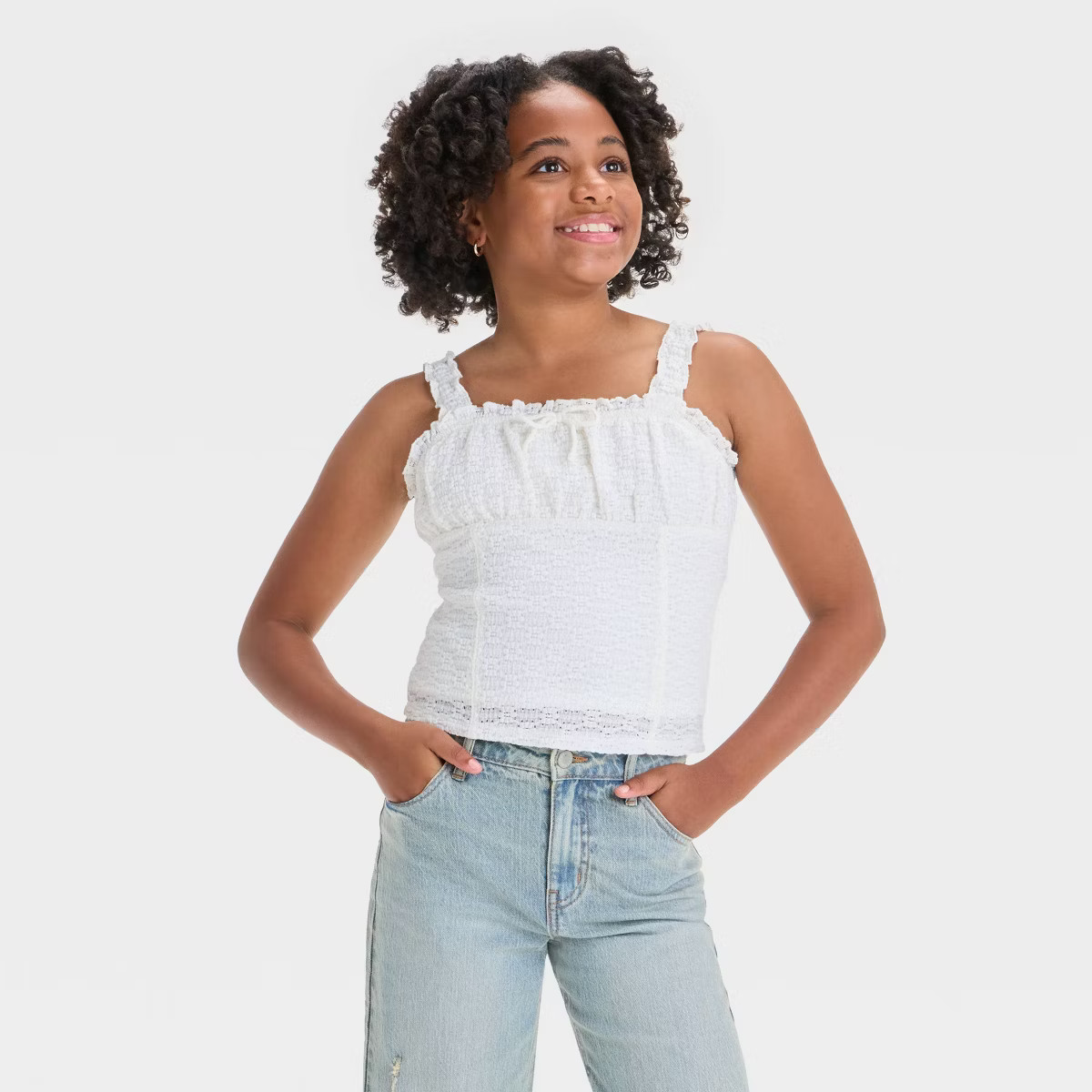 Girls' Ruched Lace Tank Top - art class™ | Target