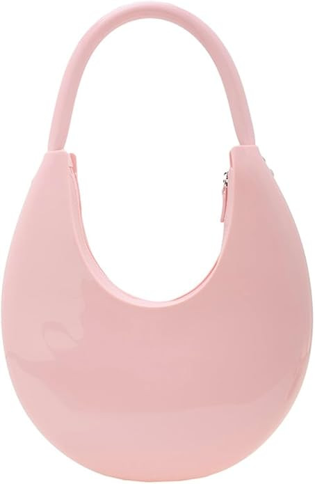 Jelly Clutch Purse For Women Crescent Shoulder Handbag Candy Color Moon Bag Evening Purse Top Han... | Amazon (US)