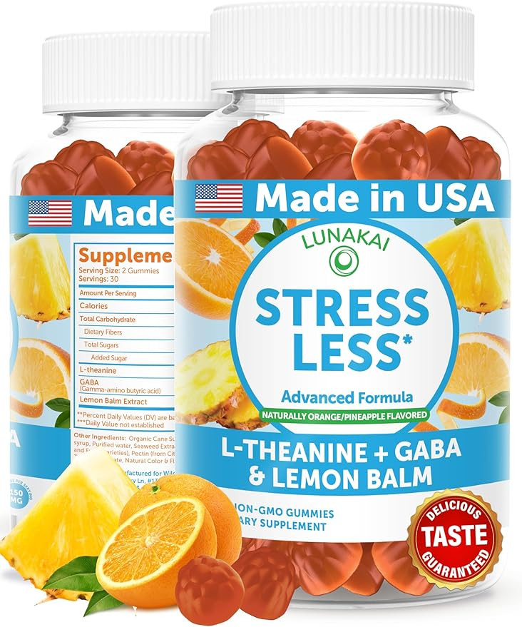 Lunakai USA Made Calm & Stress Relief Gummies – Delicious GABA + L-Theanine Calming Supplement ... | Amazon (US)