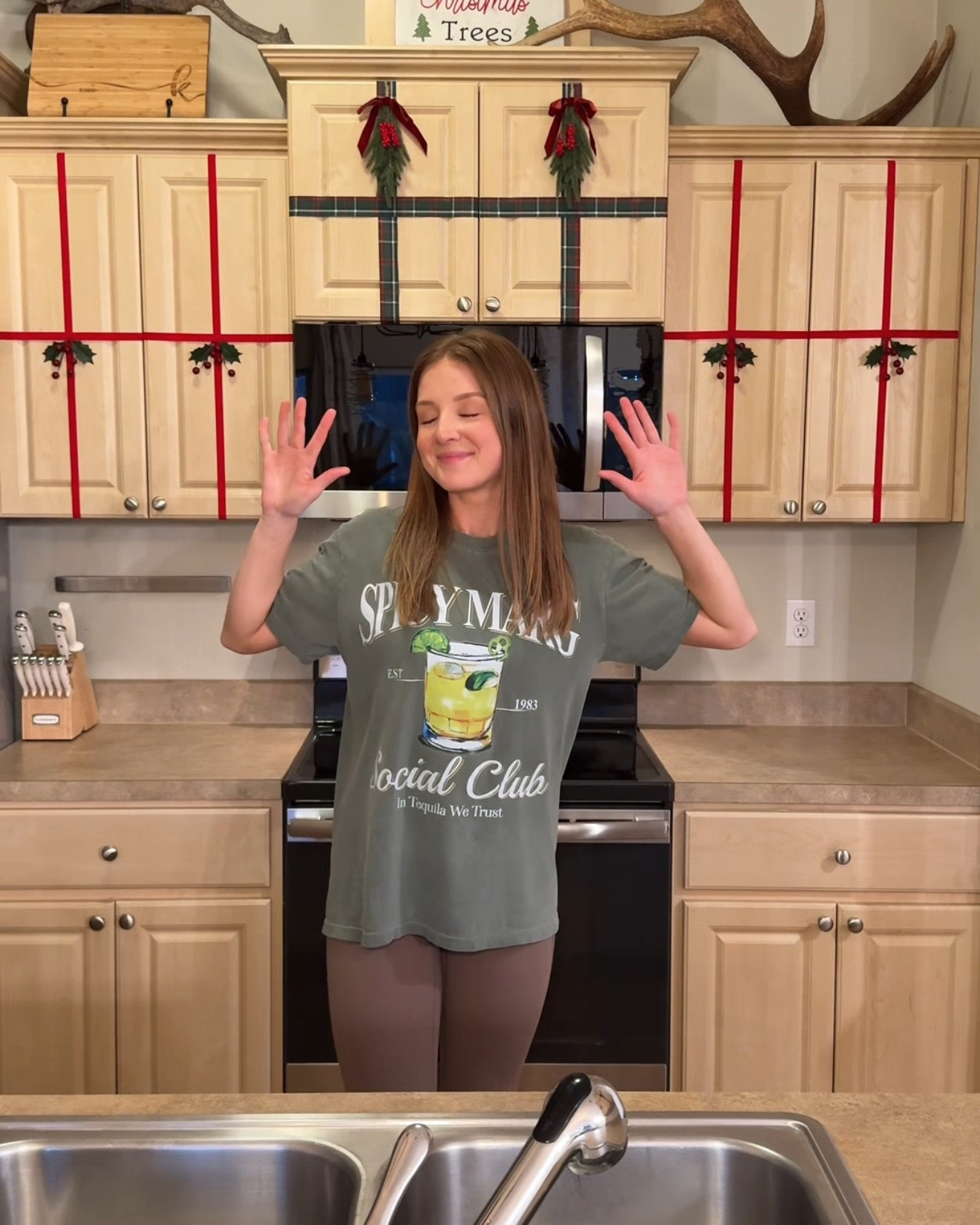 Gave my kitchen cabinets a little facelift for Christmas! 🎄❤️ such an easy diy project and makes the kitchen feel so festive 🤩 

#LTKSeasonal #LTKHome #LTKHoliday