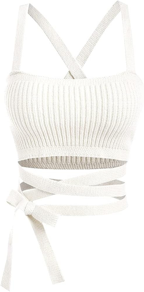 ZAFUL Women's Halter Crossover Cutout Double Layered Twist Crop Tank Top | Amazon (US)