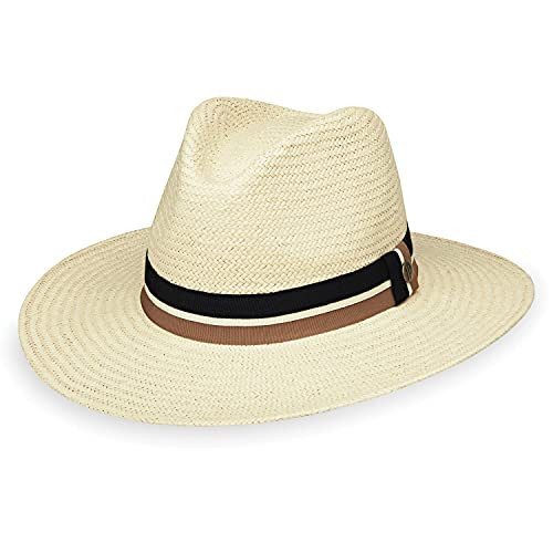 Wallaroo Hat Company – Men’s Turner Fedora – Wide Brim Straw Hat with UPF 50+ Sun Protection for Summer and Outdoors (Ivory, Medium/Large) | Amazon (US)