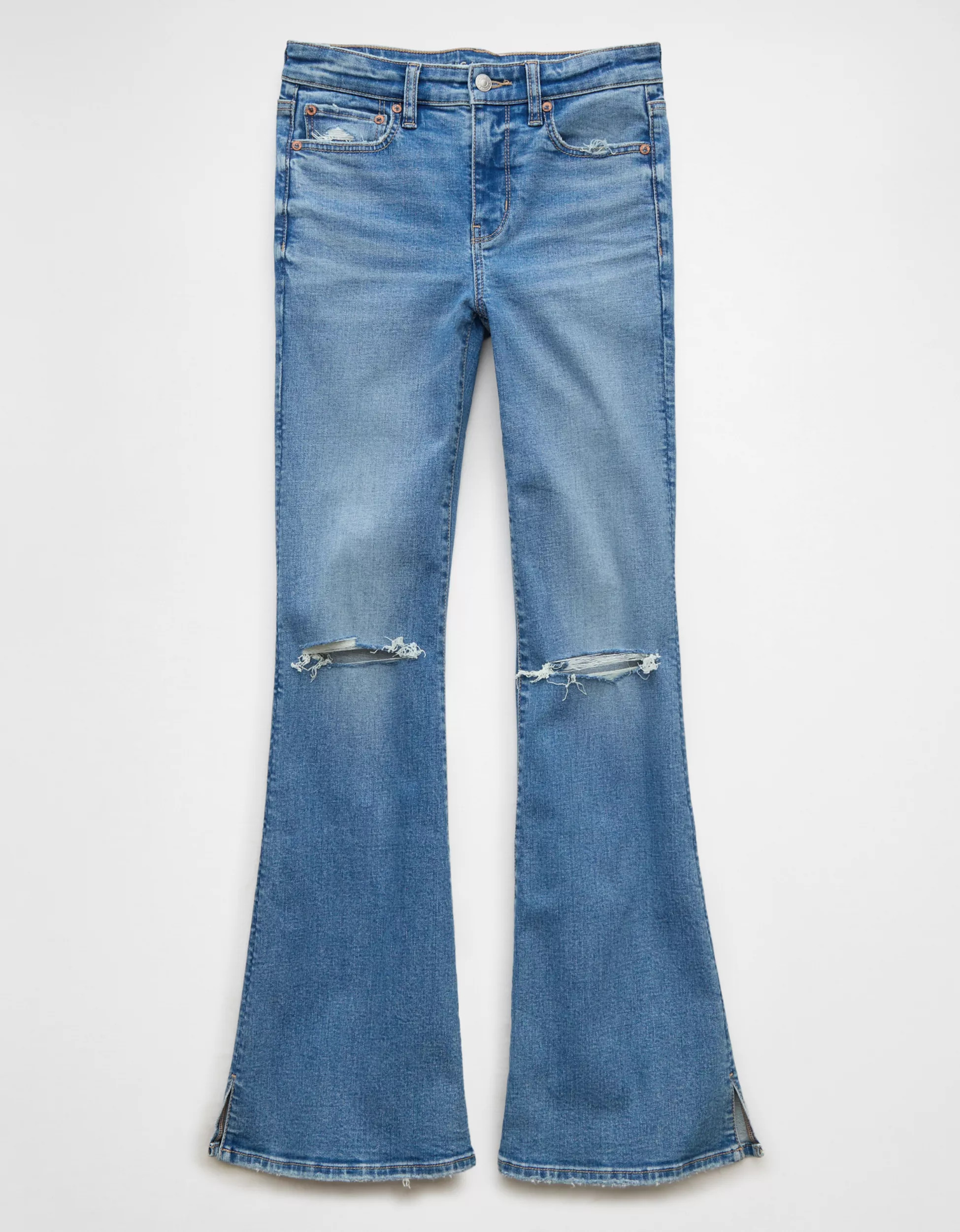 AE Stretch High-Waisted Ripped Flare Jean | American Eagle Outfitters (US & CA)