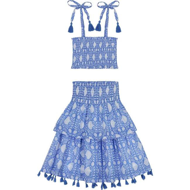 Noelle Smocked Top & Maxi Skirt Set, Blue | Maisonette