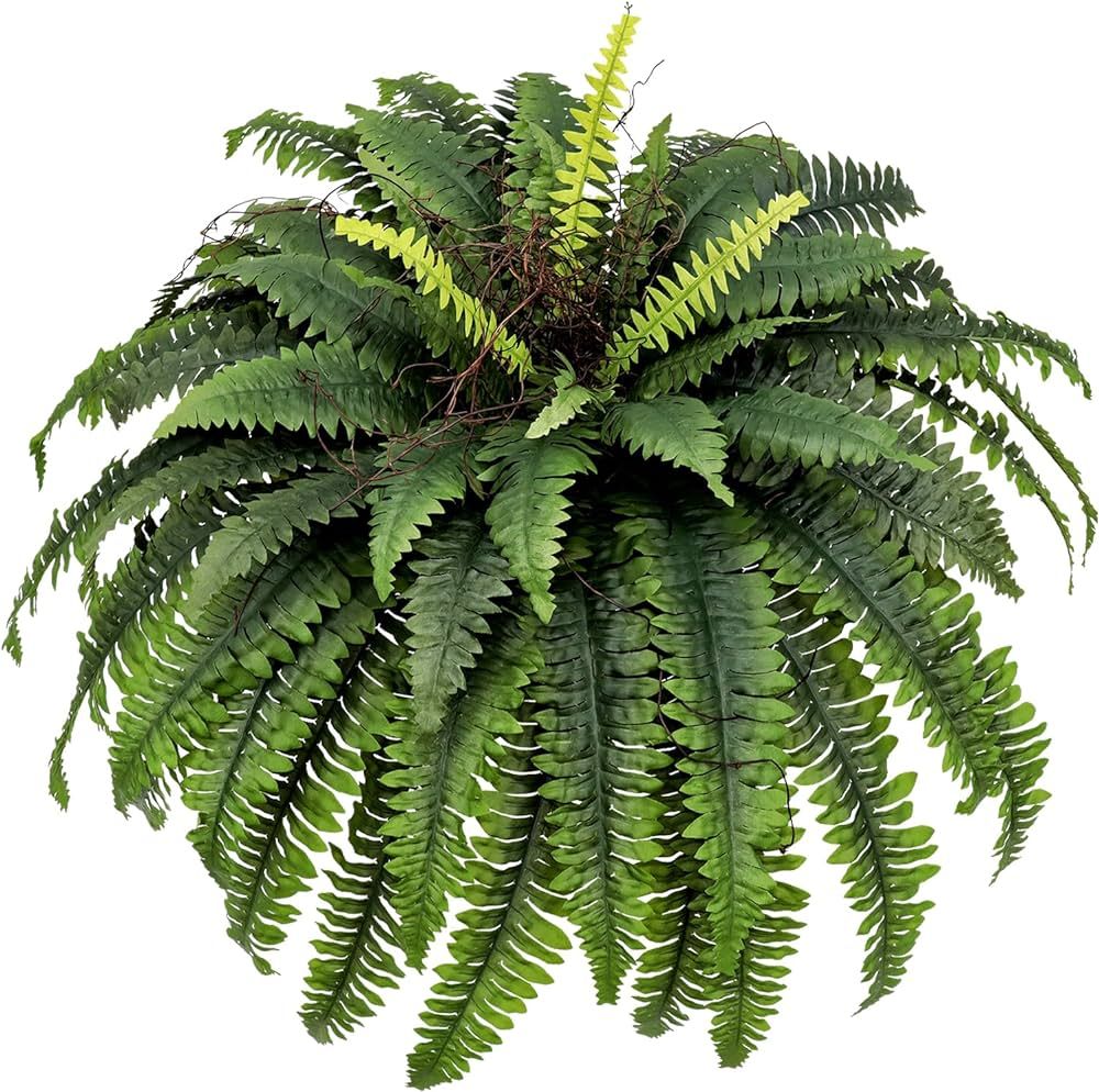 Large Artificial Ferns for Outdoor 51" Fake Boston Fern 66 Fronds Faux Ferns Plant Silk Greenery ... | Amazon (US)