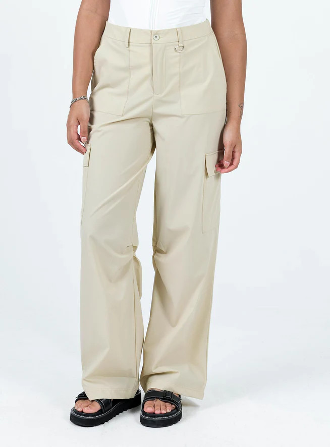 Pegley Nylon Cargo Pants Beige | Princess Polly US