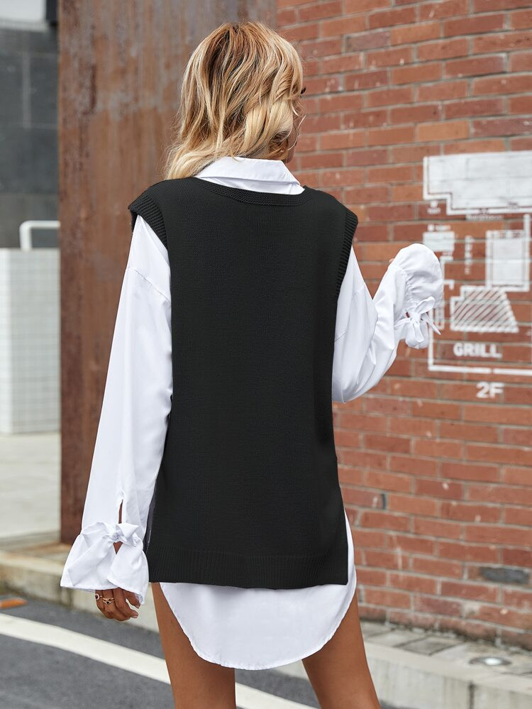 Cable Knit Sweater Vest Without Blouse | SHEIN