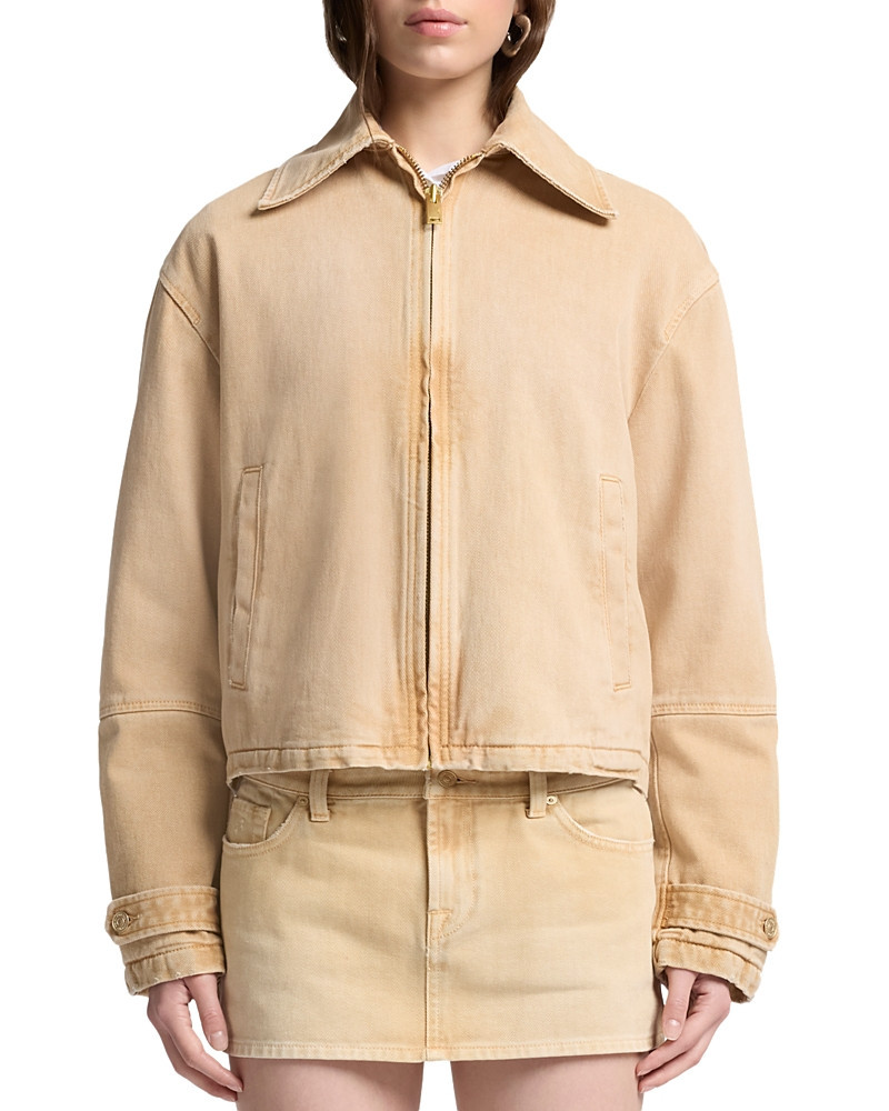 7 For All Mankind Denim Workwear Cropped Jacket in Sandune | Bloomingdale's (US)