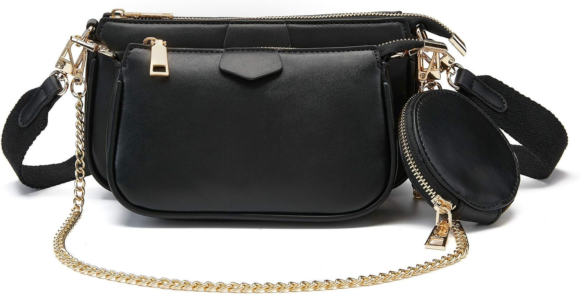 Small Crossbody Bags for Women Multipurpose Golden Zippy Handbags with Coin Purse including 3 Siz... | Amazon (US)