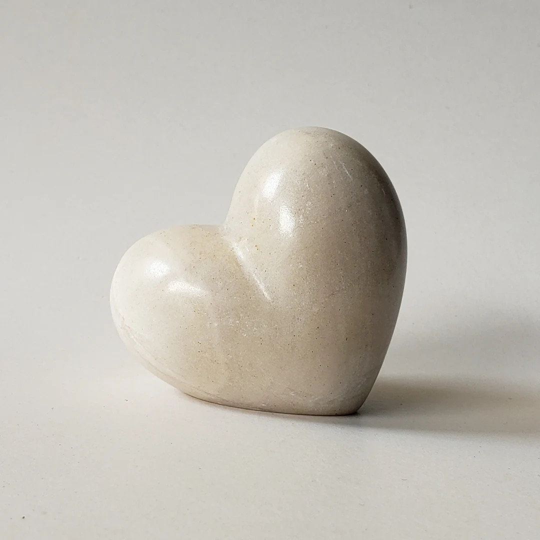 Natural Ivory Alabaster Heart Stone, 2 Matte Finish Palm Stone, Home Decor, Love Stone, Gift for ... | Etsy (US)
