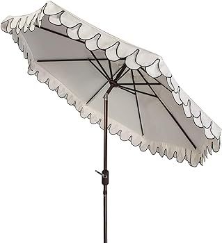 SAFAVIEH PAT8006A Outdoor Collection Elegant Valance Auto Tilt Umbrella, 9', Navy/White | Amazon (US)
