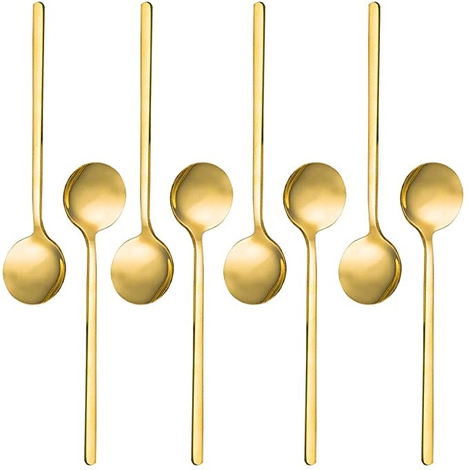 Pack of 8, Gold Plated Stainless Steel Espresso Spoons, findTop Mini Teaspoons Set for Coffee Sug... | Amazon (US)