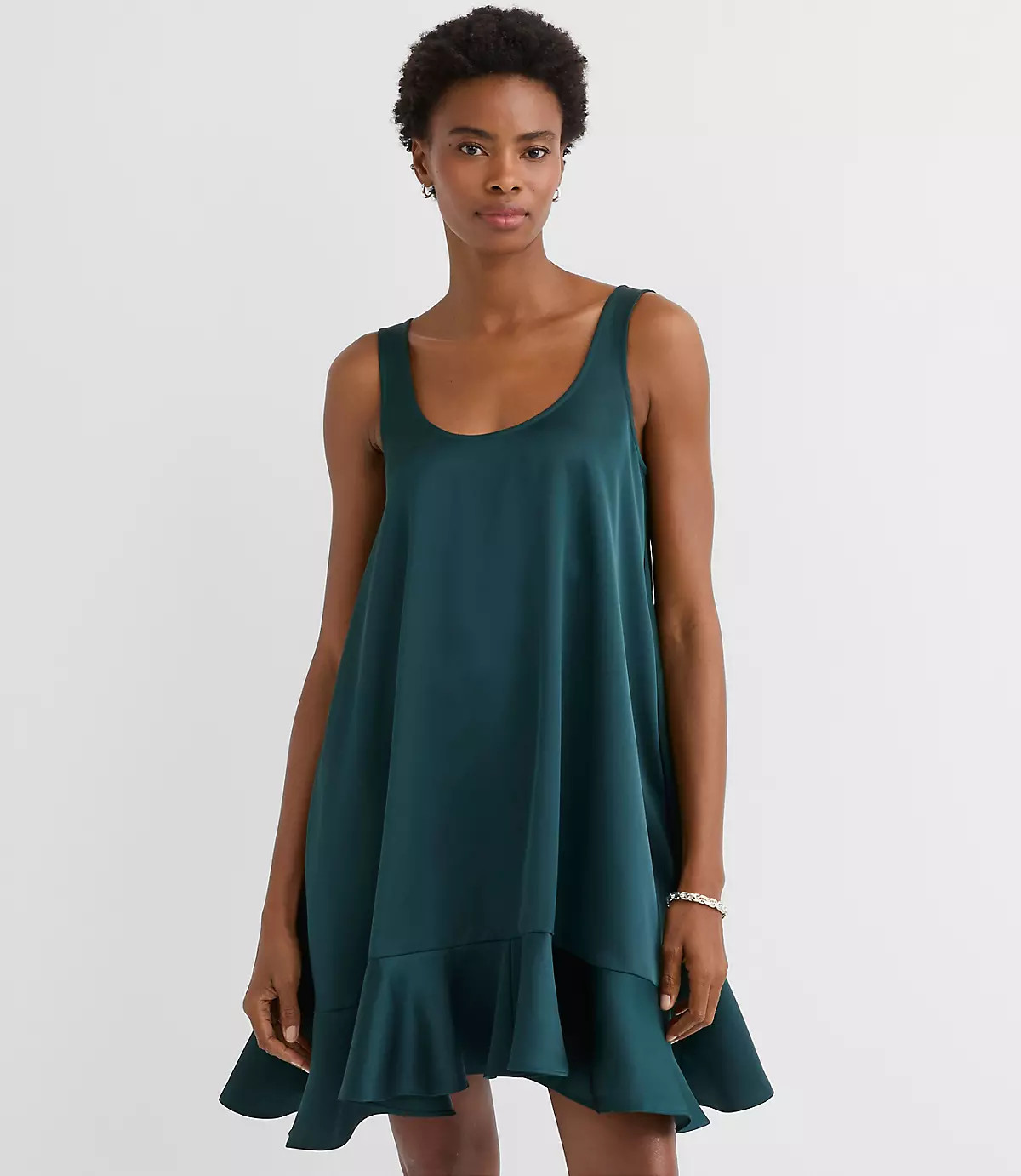Satin Ruffle Mini Pocket Dress | LOFT