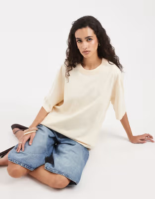 adidas Originals Essentials boyfriend tee in warm vanilla | ASOS (Global)