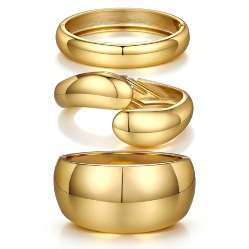 Gold Bangle Bracelets for Women Trendy 14K Gold Plated Twist Cuff Bracelet Jewelry, Dainty Gold Bangles Non Tarnish Fashion Jewelry Gift | Amazon (US)