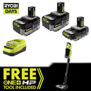 ONE+ HP 18V Kit w/ (2) 4.0 Ah Batteries, 2.0 Ah Battery, Charger, & FREE ONE+ HP Stick Vacuum | The Home Depot