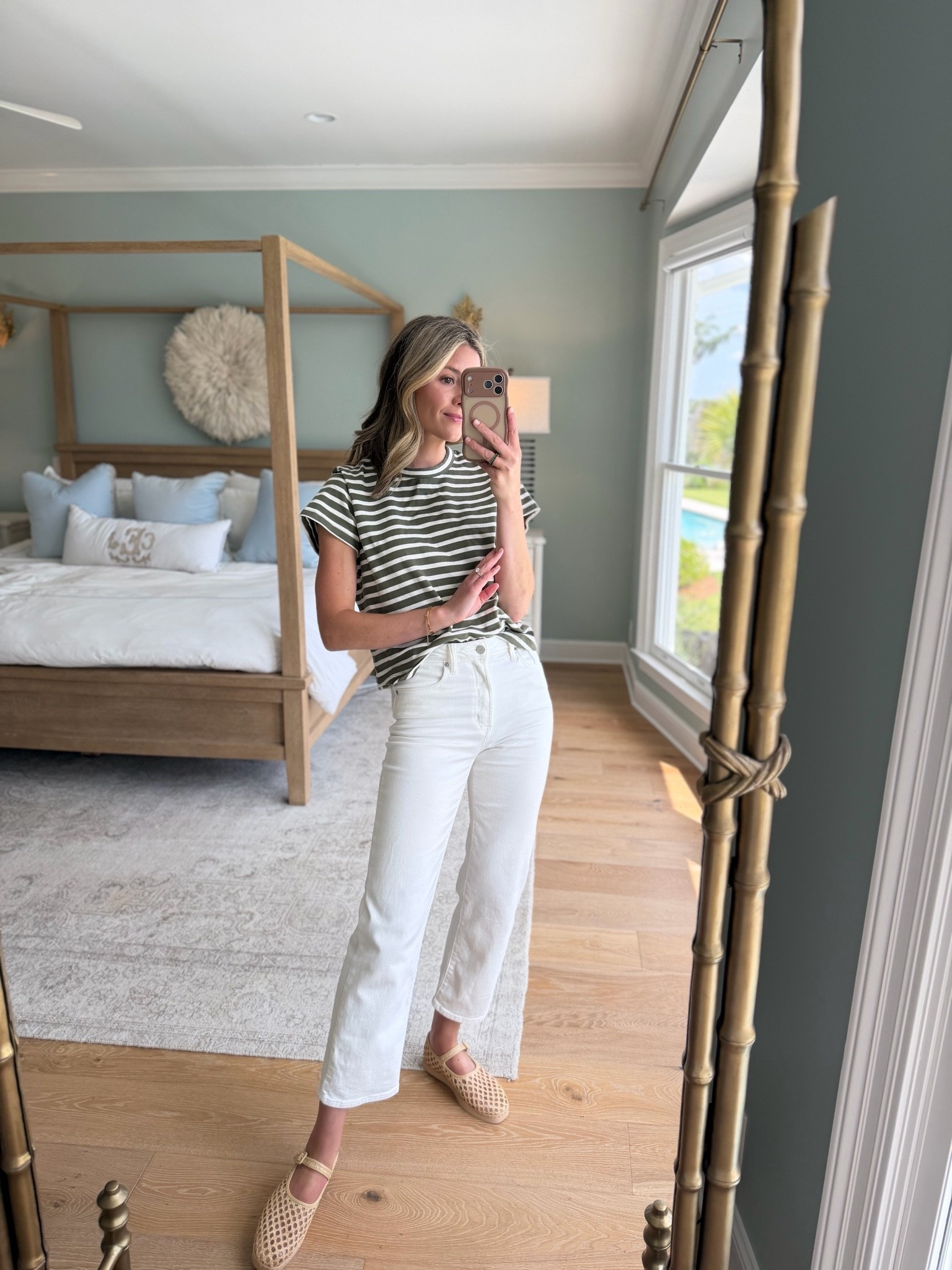 This striped tee from Tuckernuck has become such a staple in my closet — I own it in a few colorways and always reach for it when I want something easy but still put together.

Also had to mention these white jeans because they’re hands down one of my favorite pairs under $100. They have the perfect fit and aren’t see through. Use code CHARLI15 to save!

And the raffia Mary Janes might be my newest obsession for summer. I already loved the mesh version, but this raffia texture feels so perfect for beach towns, dinners out, and everyday wear all season long.

#LTKSeasonal #LTKootd