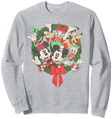 Disney Group Shot Christmas Wreath Sweatshirt,Long Sleeve | Amazon (US)