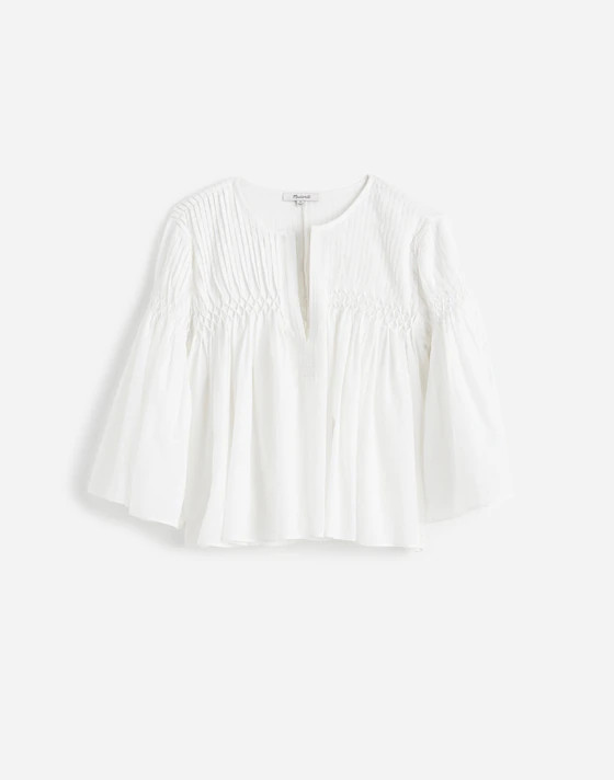 Pintucked Flutter-Sleeve Top | Madewell