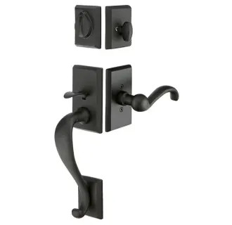 Emtek 451411US19 Flat Black Rectangular Sectional Single Cylinder Keyed Entry Sandcast Bronze Han... | Build.com, Inc.