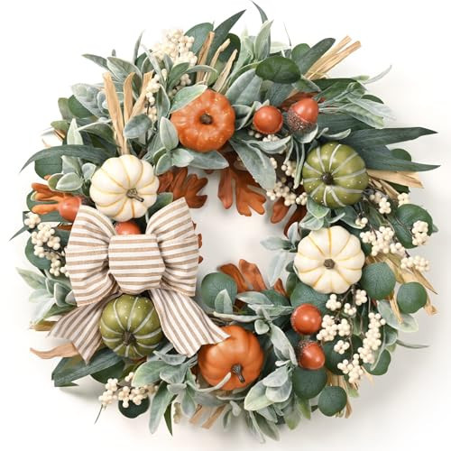 2Pcs 22'' Fall Wreaths for Front Door, Fall Decor for Home Autumn Wreath | Amazon (US)