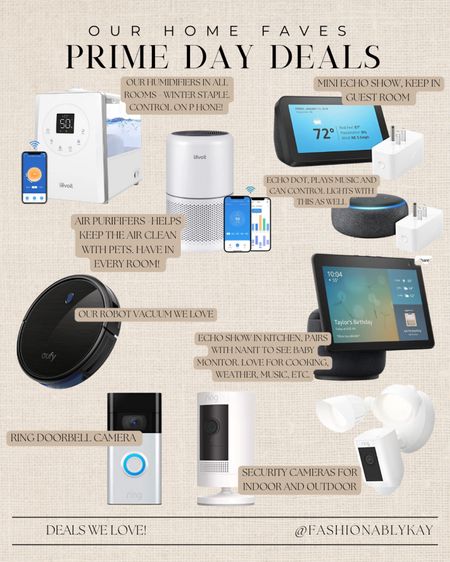 Prime day deals // our favorite home devices on sale! Winter staples with this humidifier that you can control with your phone, we have it in every room and love that it can come on with a drop in humidity that you set!! 

Amazon prime deals, prime day, home devices, smart devices, favorite Amazon devices 

#LTKhome